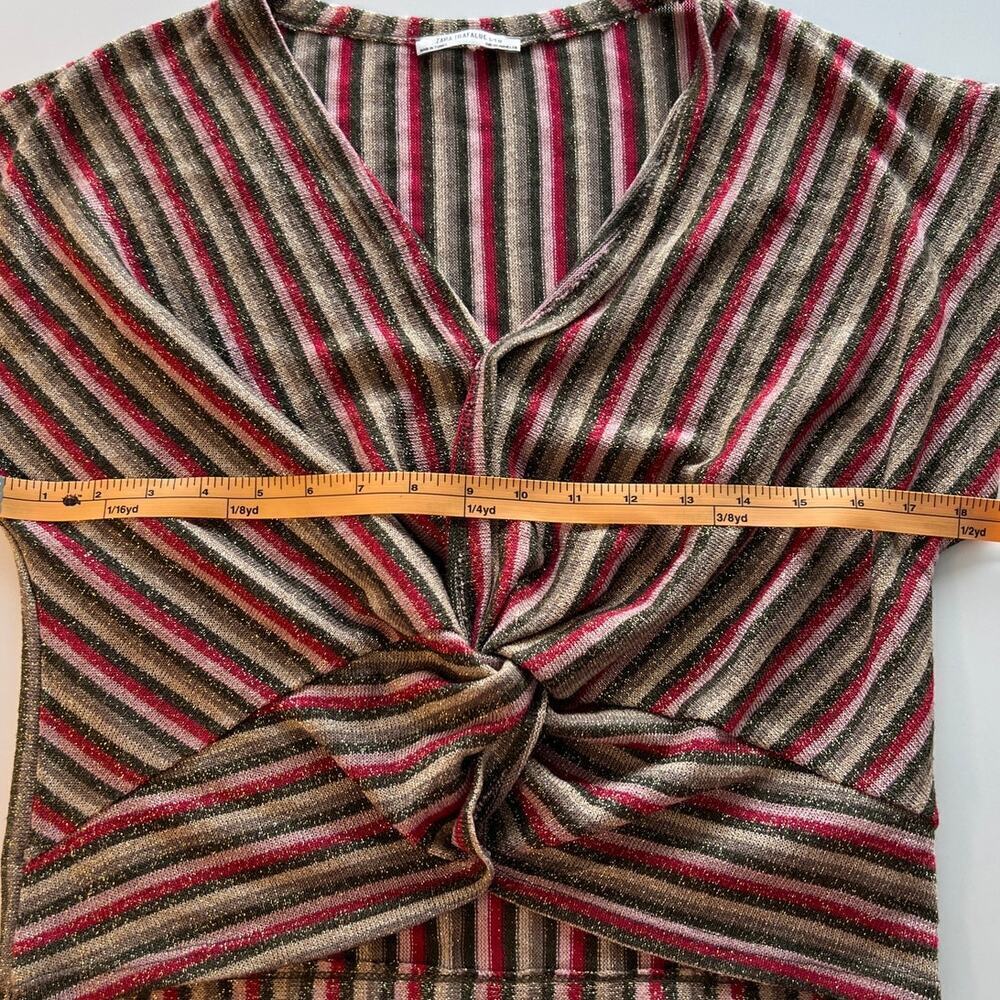 Zara Multicolor Sparkle Fabric Twisted Front Cropped V-Neck Top- S - Picture 6 of 8